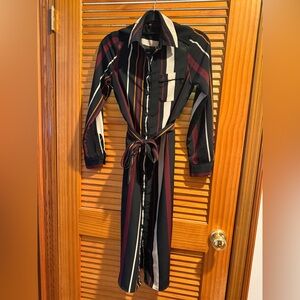 Who What Wear Striped Long Sleeve Dress - Black, White, Burgundy